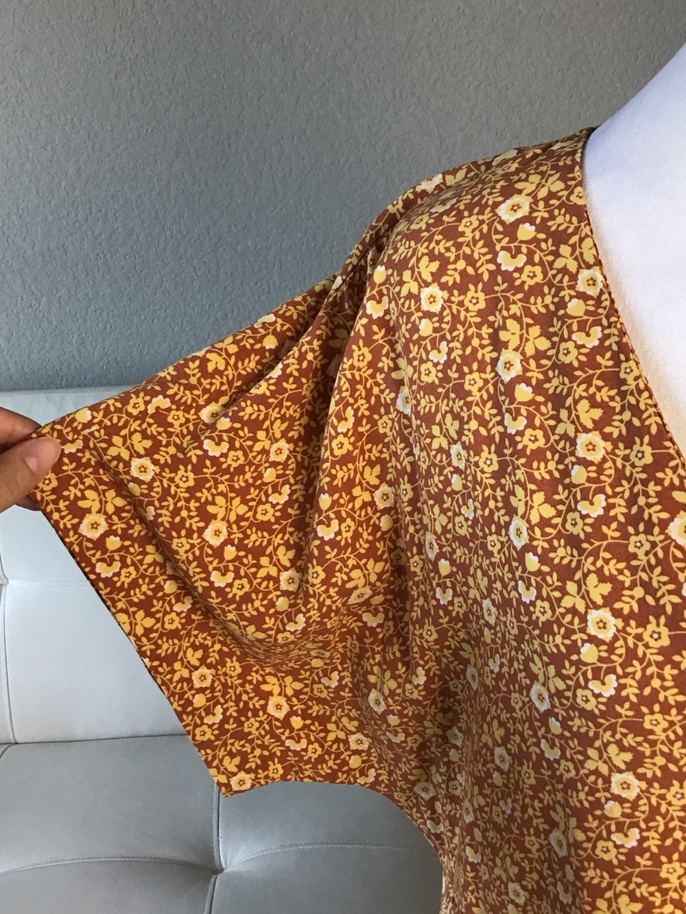 Madewell Mustard Floral V-Neck Button Front Dress - Picture 6 of 11